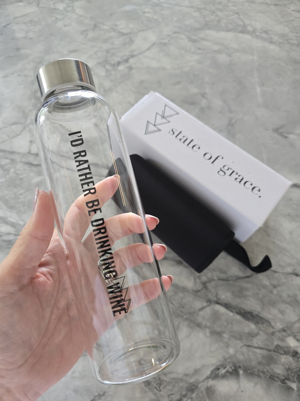 State of Grace Glass Water Bottle - Wine Lover Gift